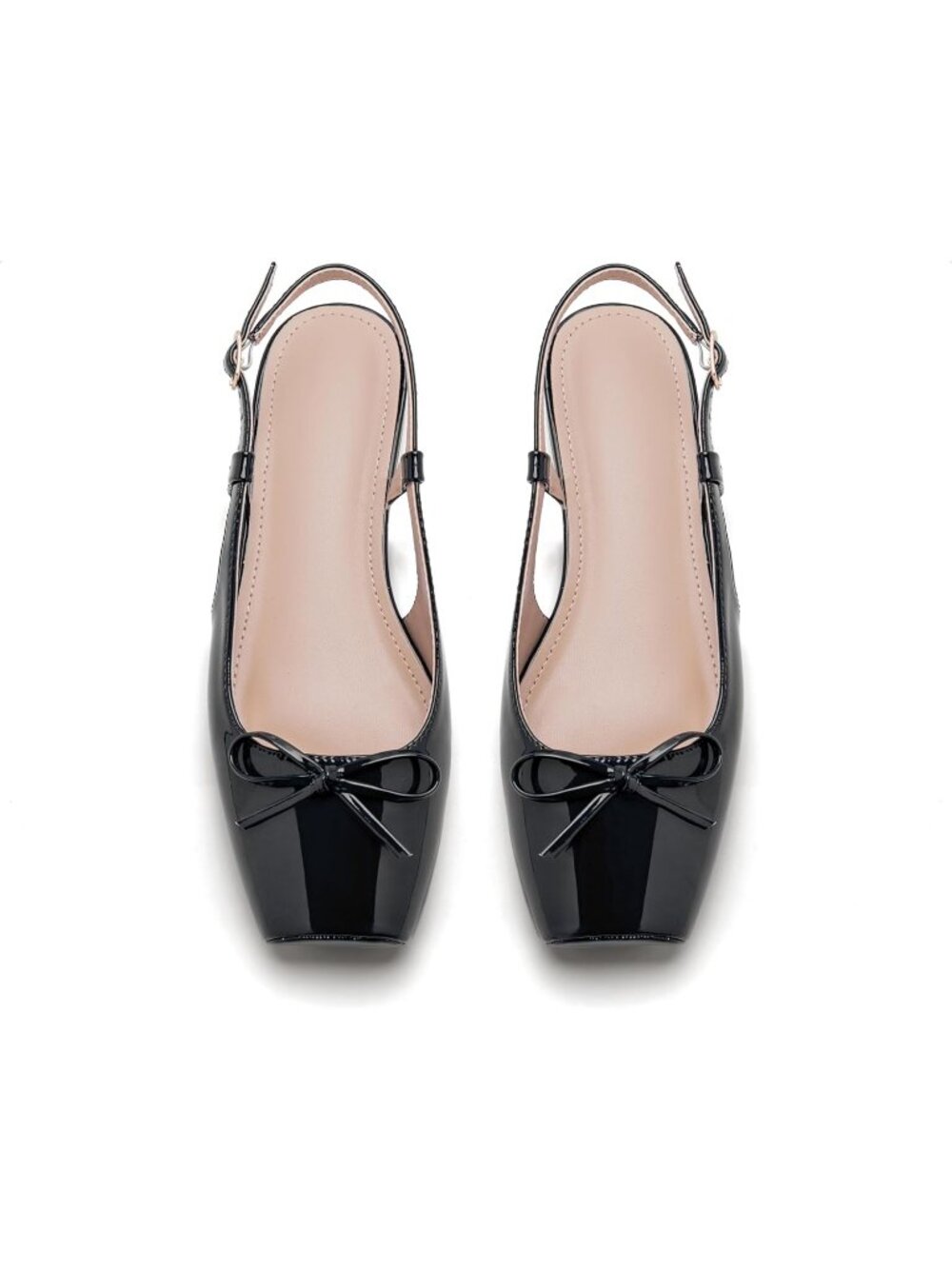 Women's Dark Night Slingback Square Toe Bow Knit Ankle Buckle Satin Ballet Flats